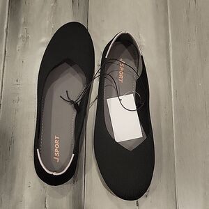 J Sport Black Flats, size 6
